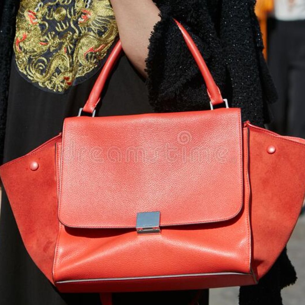 AUTHENTIC CELINE Hand Bag Red Leather - Picture 2 of 12